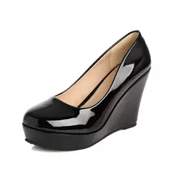 LIHUAMAO-Bombas de couro para mulheres, saltos rosa, sapatos de plataforma, cunhas, salto alto, senhora do escritório, sapatos de trabalho, festa, casamento