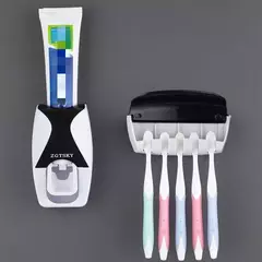 Dispensador de dentes automático 5 pçs titular escova de dentes squeezer prateleiras do banheiro acessórios banho titular escova de dentes montagem na parede na internet