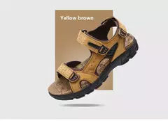 Venda quente sandálias masculinas de verão ao ar livre antiderrapante sandálias de praia masculinas feitas à mão sapatos masculinos de couro genuíno moda tênis na internet