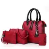 Bolsa de couro de luxo para mulheres, bolsa de ombro feminina, bolsas de alça superior, marcas de grife famosas, 4 peças por conjunto