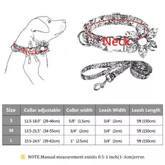 Personalizado Dog Collar e Leash Set, Nylon Imprimir Cães ID Coleiras, Pet Chumbo Corda Belt, Flor Acessórios, Small Medium Large Dogs - comprar online