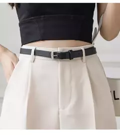 Shorts de salto com zíper, shorts da moda para mulheres, de high street, com cortina, casual, cor sólida, com cintura alta, para escritório, verão e com cinto - loja online