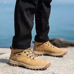 Imagem do Botas de neve de pelúcia impermeáveis para homens, tornozelo, sapatos ao ar li