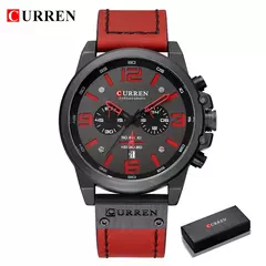 CURREN-Relógio de quartzo de couro genuíno impermeável masculino, relógio de pulso, cronógrafo, militar, esporte, marca de luxo - loja online