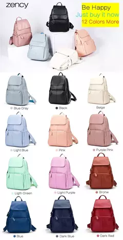 Imagem do Mochila Zency-Anti-Roubo de Couro Feminina, Mochila de Grande Capacidade, Bolsa Designer de Viagem, Couro Branco, Qualidade, Elegante, A ++
