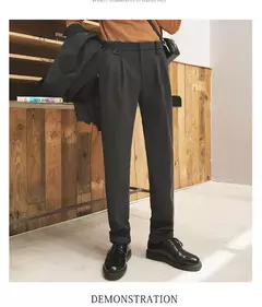 Calça social masculina de lã, calças com cintura elástica, casual e social para outono e inverno - comprar online