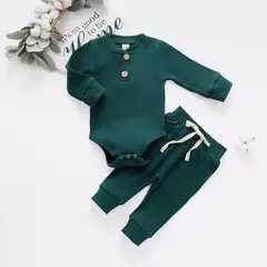 Conjunto de bodysuits de manga comprida e calças elásticas para bebé, com nervuras, xadrez, roupa sólida, infantil, recém-nascido, menina, menino, primavera, outono, 2 peças na internet