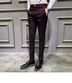 Clássico jacquard terno calças 2022 primavera homens calças sociais negócios magro casual formal calças de escritório terno - Wolf Magazine