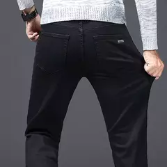 Imagem do Clássico avançado estiramento preto jeans 2023 novo estilo de negócios moda denim fino ajuste jean calças masculinas marca