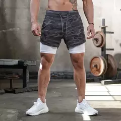 Shorts Quick Dry Camo Running para homens, esportes de ginástica, treino, fitness, jogging, calças curtas, verão, 2 em 1 - Wolf Magazine