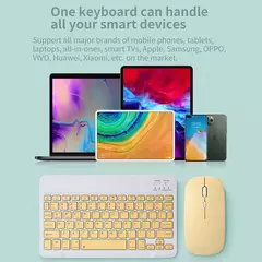 Imagem do Teclado e mouse bluetooth para ipad xiaomi samsung huawei telefone tablet fino mini teclado sem fio para android ios windows