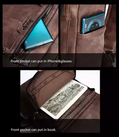 JEEP BULUO-Bolsa Masculina Casual para Laptop, Mochila de Couro Dividido, Bolsa para Computador, Alta Capacidade, Nova Tendência na internet