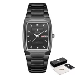 Imagem do WWOOR-Relógio de quartzo quadrado de luxo masculino, Aço inoxidável, Automático, Semana, Data, Ouro, Relógios de pulso, Relogio masculino, Novo, 2022