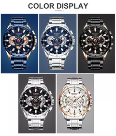 Imagem do Curren-relógio de pulso masculino, quartzo, aço inoxidável, à prova d'água, com cronógrafo, marca de luxo, esportes, para homens