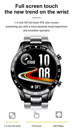 Imagem do LIGE-Luxo Full Circle Touch Screen Smart Watch para Homens, Bluetooth Call, Faixa de Aço, Impermeável, Esportes, Fitness, Android, iOS