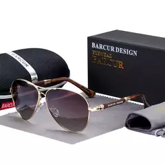 BARCUR-óculos de sol polarizados gradiente, óculos de sol masculino, óculos piloto feminino, mirror shades, memory design