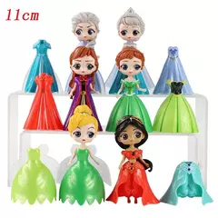 4-12-18-24 Pçs/set 5-12cm Q Posket Magos Clipe Vestido de Princesa Branca de Neve Cinderela Sereia Belle Elsa Action Figure Modelo Brinquedos na internet