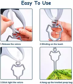 Imagem do Sacos de cocô de cachorro mãos-livres clipe de tração corda saco de toalete dispensador de saco de cocô de cachorro titular suprimentos de limpeza suprimentos de gato