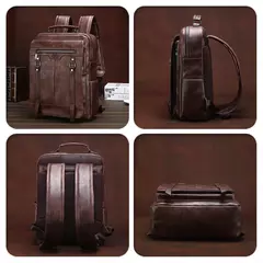 JEEP BULUO-Bolsa Masculina Casual para Laptop, Mochila de Couro Dividido, Bolsa para Computador, Alta Capacidade, Nova Tendência - comprar online