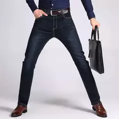 Jeans estilo clássico irmão Wang masculino, casual, stretch, fino, calça jeans, azul claro, calça preta, marca masculina - Wolf Magazine