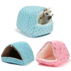 Cute Cartoon Sleeping Bed for Pet, Mini Cage, Coelho, Esquilo, Ninho de cobaia, Ratos pequenos, Rato, Casa de hamster, Tapete macio quente, Inverno