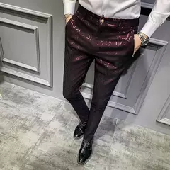 Clássico jacquard terno calças 2022 primavera homens calças sociais negócios magro casual formal calças de escritório terno na internet