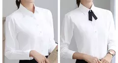 Imagem do Blusa de manga comprida feminina, camisa branca elegante, senhora do escritório, negócios, camisas rosa, botão, blusas de trabalho sólido, tops