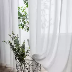 Branco Tulle Cortinas para a decoração da sala, Super macio, grande sentimento da mão, Modern Veil, Chiffon, Solid Voile Sheer, Cozinha