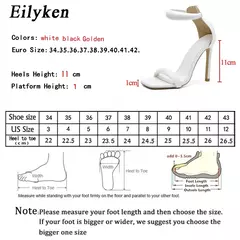 Eilyken das mulheres dedo aberto sandálias de salto alto, sexy fivela cinta tornozelo-envoltório sapatos de verão para o clube