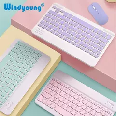 Teclado e mouse bluetooth para ipad xiaomi samsung huawei telefone tablet fino mini teclado sem fio para android ios windows