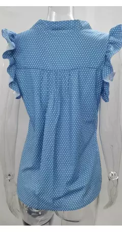 Mulheres verão elegante babados sem mangas polka pot laço até laço laço blusas e camisas casual oversize topos sexy pulôver túnica - Wolf Magazine