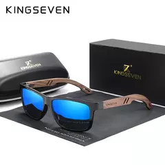 Imagem do KINGSEVEN-Óculos De Sol Polarizados De Madeira Vintage para Homens e Mulheres, Moda Quadrada Óculos De Sol, Proteção De Madeira UV400, 100%