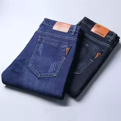 Jeans estilo clássico irmão Wang masculino, casual, stretch, fino, calça jeans, azul claro, calça preta, marca masculina na internet