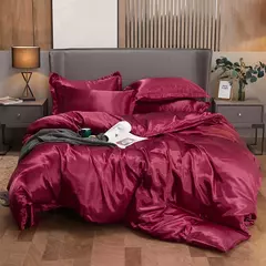 Monocromático Rayon Satin Conjunto de cama, luxo Kit Duvet Cover, Twin Queen e Cama King Size, 2PCs, 3PCs, 4PCs - Wolf Magazine