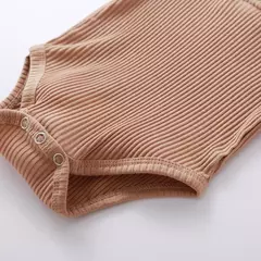 Imagem do Conjunto de bodysuits de manga comprida e calças elásticas para bebé, com nervuras, xadrez, roupa sólida, infantil, recém-nascido, menina, menino, primavera, outono, 2 peças