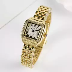 Relógio de pulso quartzo quadrado feminino, relógio prata simples, pulseira de aço, marca clássica, 2021 na internet