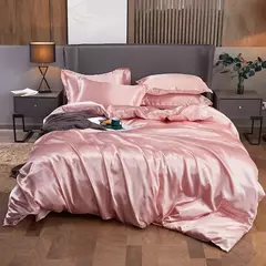Monocromático Rayon Satin Conjunto de cama, luxo Kit Duvet Cover, Twin Queen e Cama King Size, 2PCs, 3PCs, 4PCs na internet