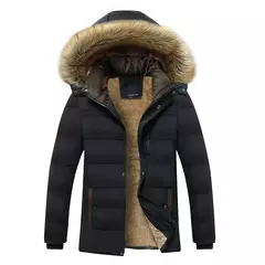 Parka masculina impermeável com capuz de pele, parkas grossa de lã, casaco casual quente de inverno, moda outono, nova na internet