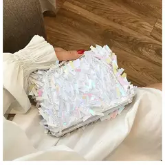 Lantejoula prata strass borla sacos de ombro para mulheres, bolsa pequena cadeia, embreagem elegante senhoras festa noite, moda luxo design - loja online