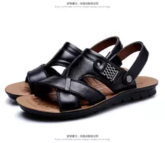 Sandálias masculinas de couro tamanho grande, sapatos clássicos de verão, chinelos romanos macios, calçado confortável para caminhadas ao ar livre na internet