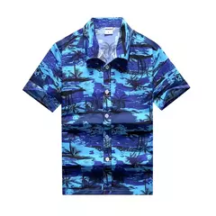 Camisa havaiana de botão manga curta masculina, estampada em coqueiro, camisa Aloha, casual moda praia, plus size, verão, 5XL, 26 cores - loja online