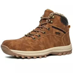 Botas de neve de pelúcia impermeáveis para homens, tornozelo, sapatos ao ar li