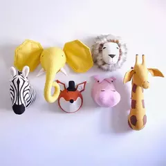 3D Animal Wall Mount for Children, Stuffed Toys for Kids, Nursery Wall, Home Decor Acessórios, Presentes de aniversário, Zebra, Elefante, Girafa - loja online