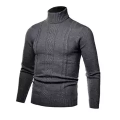 Suéter de gola alta masculino, pulôver casual, grosso, alta qualidade, inverno - loja online
