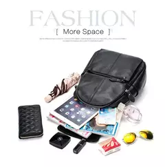 Mochila Zency-Anti-Roubo de Couro Feminina, Mochila de Grande Capacidade, Bolsa Designer de Viagem, Couro Branco, Qualidade, Elegante, A ++ - loja online