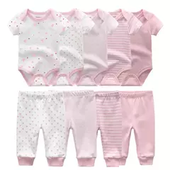 Conjuntos de roupas de algodão unissex para bebê recém-nascido, bodysuits e calças, desenhos animados, manga curta, bebê menino e menina, 6 unid, 9 unid, 10 unid - comprar online