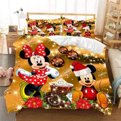 Natal mickey minnie jogo de cama capa edredon fronha casa têxtil roupa crianças presente cama king size conjunto - loja online
