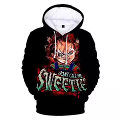 Chucky-Homens 3D Full-Print Hoodies Filme de Terror, moletom Hoodie, Traje Cosplay, Streetwear, Unisex, Nova Moda, 2024