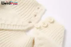 Imagem do Weird Puss-Mini Vestidos de Gola Alta Elástica Feminina, Tricô Chique, Sem Costas, Manga Comprida, Soft Bodycon, Streetwear, Sexy, Outono