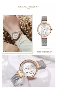 Naviforce relógio de pulso feminino, marca de luxo, malha de aço, impermeável, senhoras, flor, quartzo, feminino, para menina - comprar online